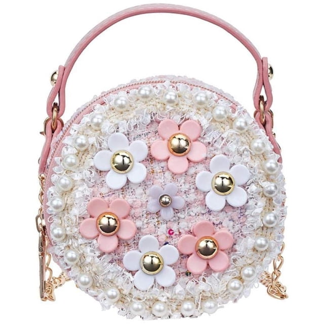 Bolso de hombro redondo de felpa para chico, bolso cruzado, minibolso de mensajero ajustable para niños pequeños, bebés, niñas, rosa WD.WDQZL Hogar