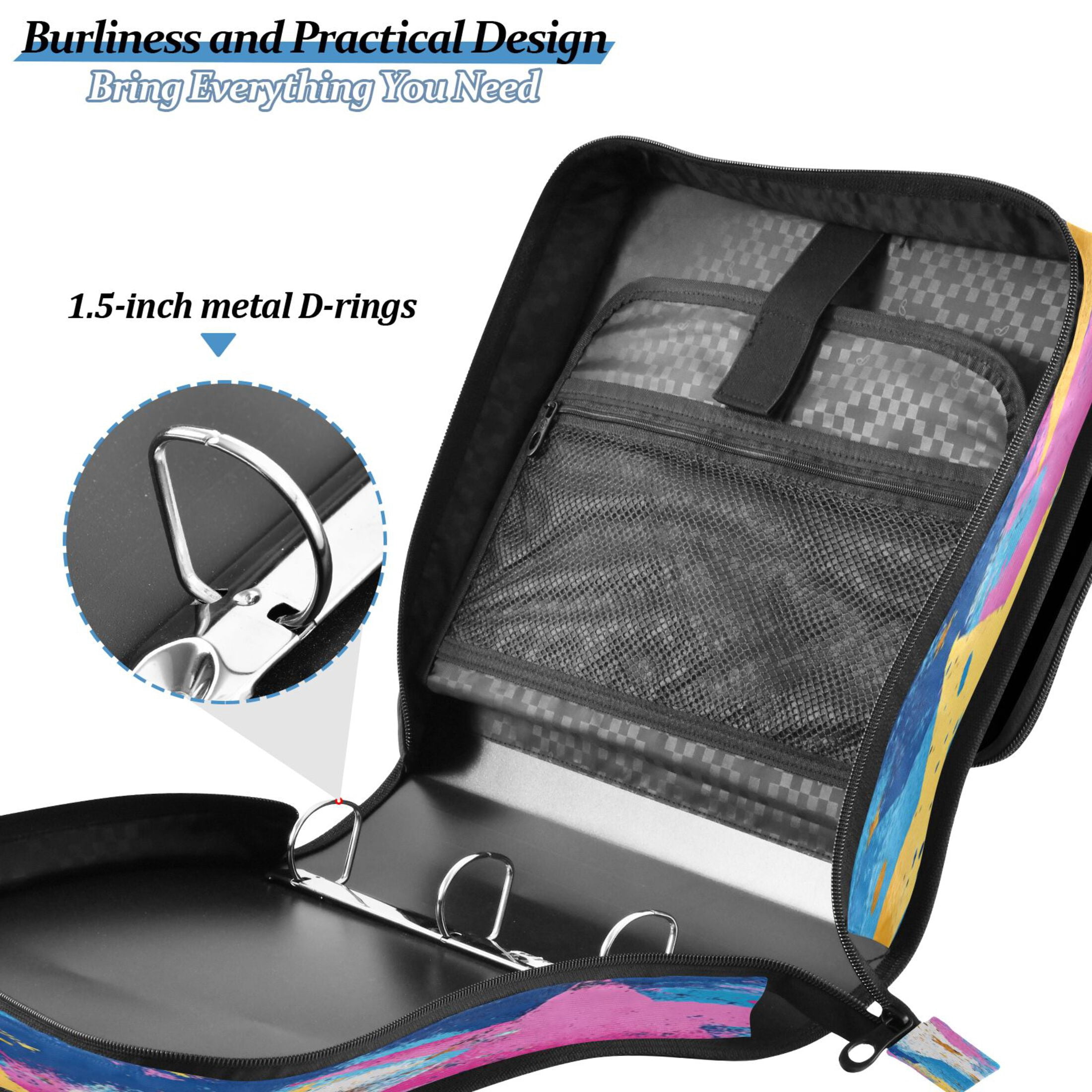 YAZAOO Zipper Binder trapper keeper Documents Organized Design Cosmic Blast Printed