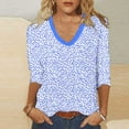 thumbnail image 3 of 3/4 Manga Superior, Moda Casual Impresión V-Cuello Blusa Hecha de Cómodo Estante de Imitación para Toda la Temporada de Uso Diario, Tops de Moda de Mujer, 3 of 4