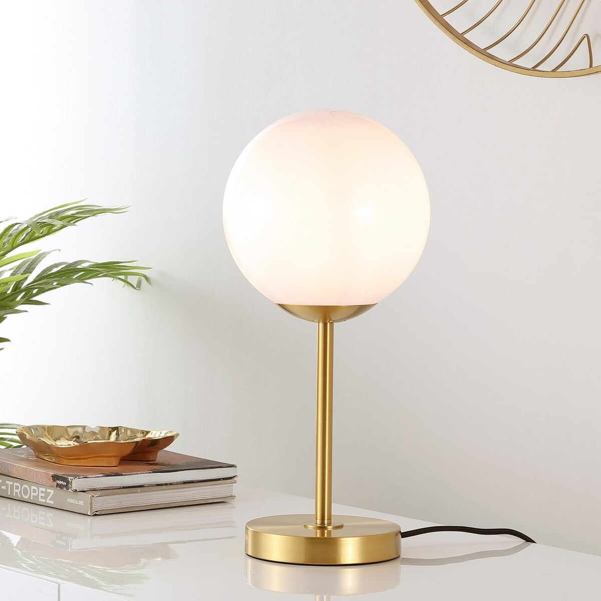 SAFAVIEH Gemini 17 in. Mid-Century Sphere Iron Table Lamp, Gold