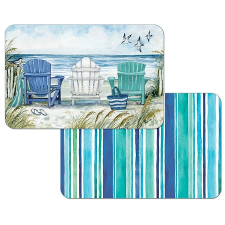

Wipe-Clean Reversible Decofoam Placemats Chairs by The Sea Set of 2 Made in The USA