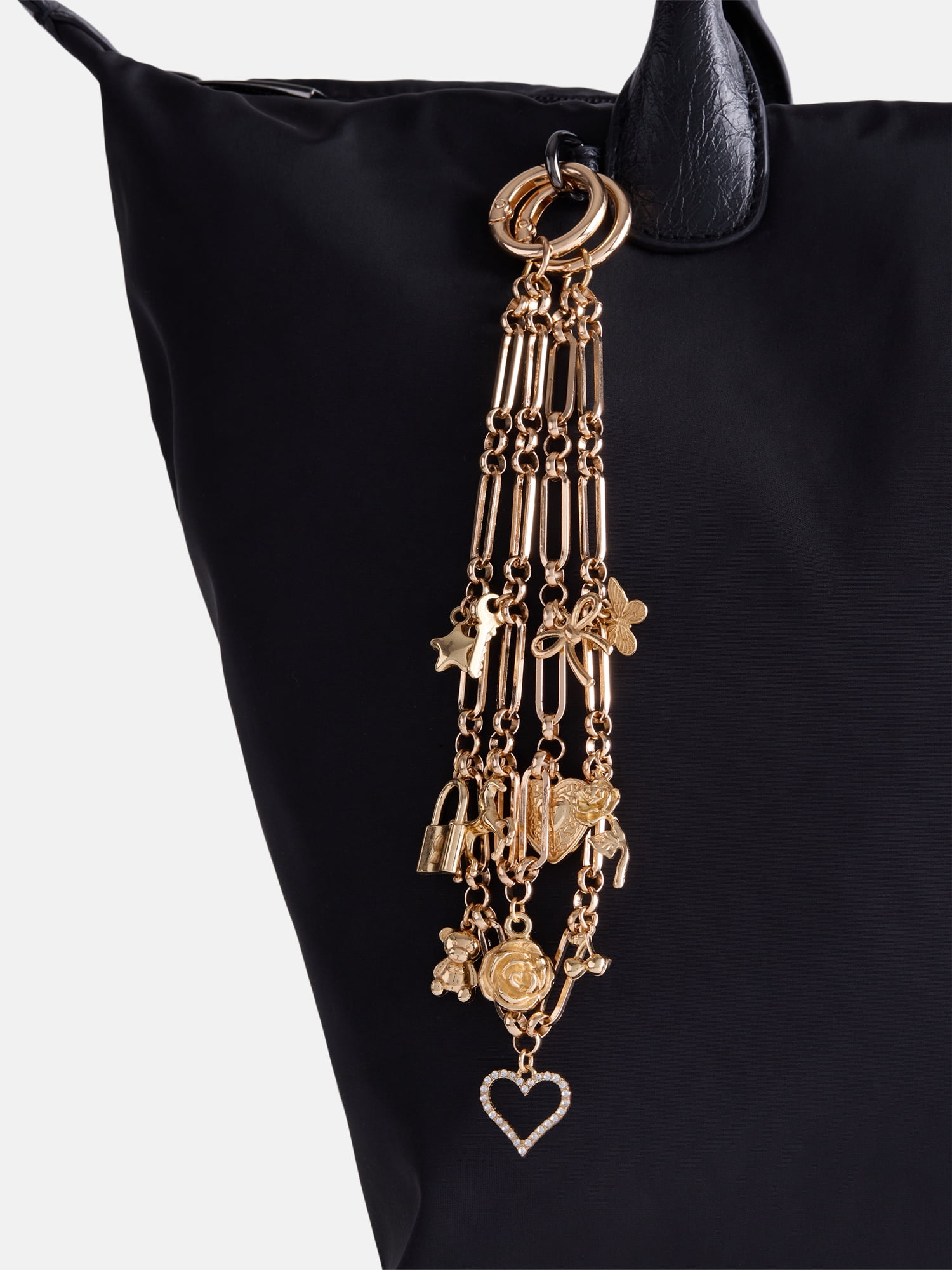 No Boundaries Women’s Swag Chain Bag Charms, Gold Tone