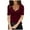 Red, variant on Women's Crochet Lace V-Neck T-Shirts Short Sleeve Loose Fitting Tunic Solid Color Tee Tops Red L
