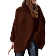 thumbnail image 1 of Suéter PRETTYGARDEN Otoño 2025 Cuello Alto Tejido Grueso Marrón Talle S, 1 of 8