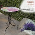 thumbnail image 3 of Alpine Corporation 18" x 23" Round Metal Floral Mosaic Patio Table, Multicolor, 3 of 13