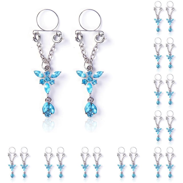 Minnieouse Piercings falsos Adorno corporal Estilo simple Accesorio de moda Mariposas ajustables Pezones Anillos para mujer Azul Type1 NO1 Minnieouse CBP221328