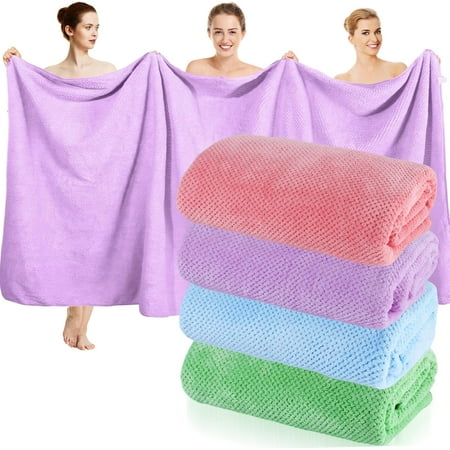 4 Pcs Oversized Bath Towels 40x80 Inches Extra Large Bath Sheet Towels for Adults Quick Dry Soft Absorbent Fluffy Microfiber Shower Sheet for Bathroom Hotel Spa (Bright Colors)