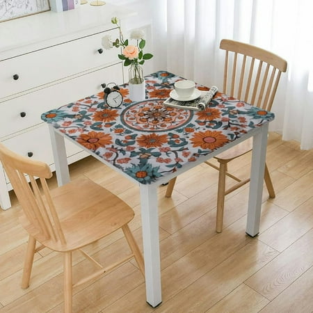 

Facannap Flowers Outdoor Fitted Table Cover 100% Polyester Fiber - Wrinkle Resistant Oil Resistant Easy to Wash - Dining Table Protection 46*46