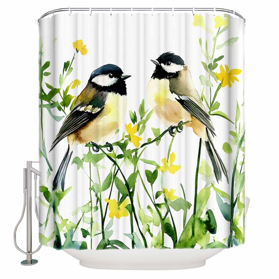 Small Stall Shower Curtain 48x72 Inch Narrow Half Size Moroccon Bath Curtains Bathroom Decor Floral Birds Waterproof Fabric Shower Curtain Set with Hooks 48 Inch