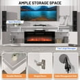 thumbnail image 4 of 70'' Fireplace TV Stand, Entertainment Center with 36'' Firplace, 2 Tier TV Console Cabinet with Storage Cabinet, Electric Fireplace Heater with LED Light and 12 Flame Colors, White, 4 of 7