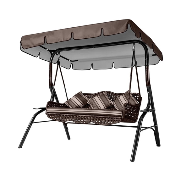 Adjustable Outdoor Porch Swing Retractable Weatherproof Canopy Heavy Duty Gliding Chair for Backyard Garden Terrace Balcony 200X145CM Size