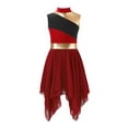 thumbnail image 3 of CHICTRY Kids Girls Lyrical Dance Dress Sleeveless Asymmetrical Chiffon Hem Praise Worship Dress Burgundy 12, 3 of 7