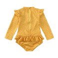 thumbnail image 2 of MIASHUI Girls One Piece Swimsuit Long Sleeve Rash Guard Bathing Suits with Hat,Yellow,12-24 Months, 2 of 9
