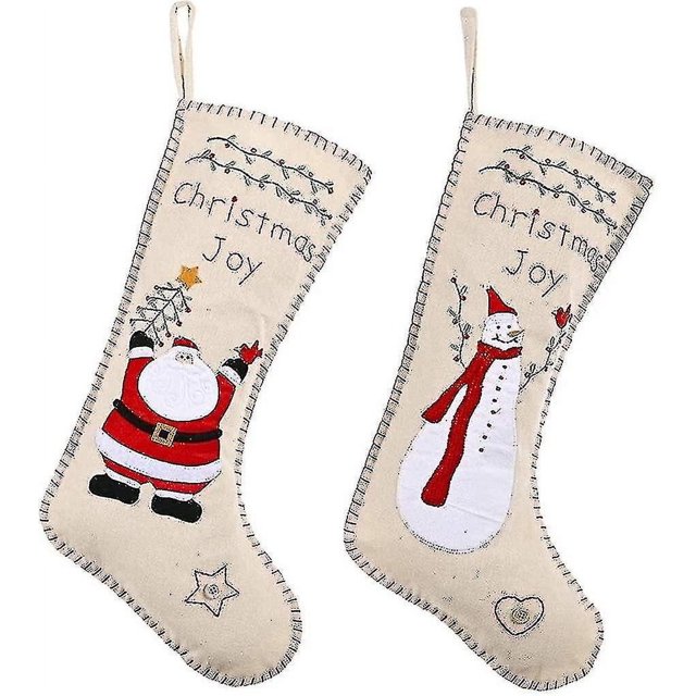 Medias navideñas LzGUNGY bordado de arpillera con personajes navideños bolsa de regalo