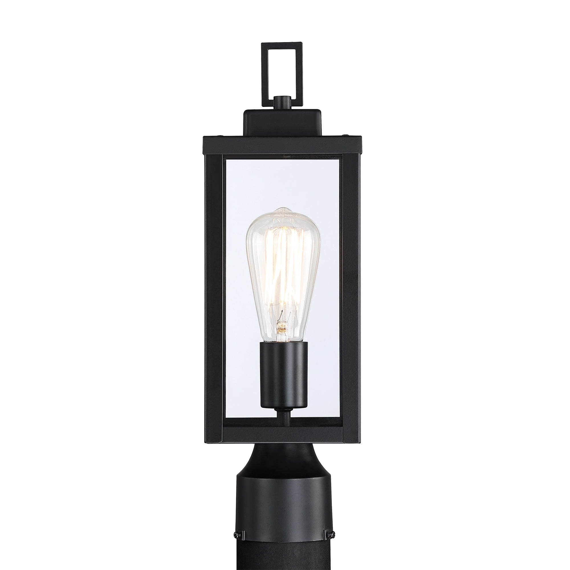 Faymart Lighting 1-light Matte Black Outdoor Post Light Kits Head with Clear Glass Shade S - Black