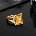 thumbnail image 4 of Gem Stone King 18K Yellow Gold Plated Silver Yellow Citrine and White Moissanite Engagement Ring for Women (8.23 Cttw, Gemstone November Birthstone, Emerald Cut 14X10MM, Size 8), 4 of 6