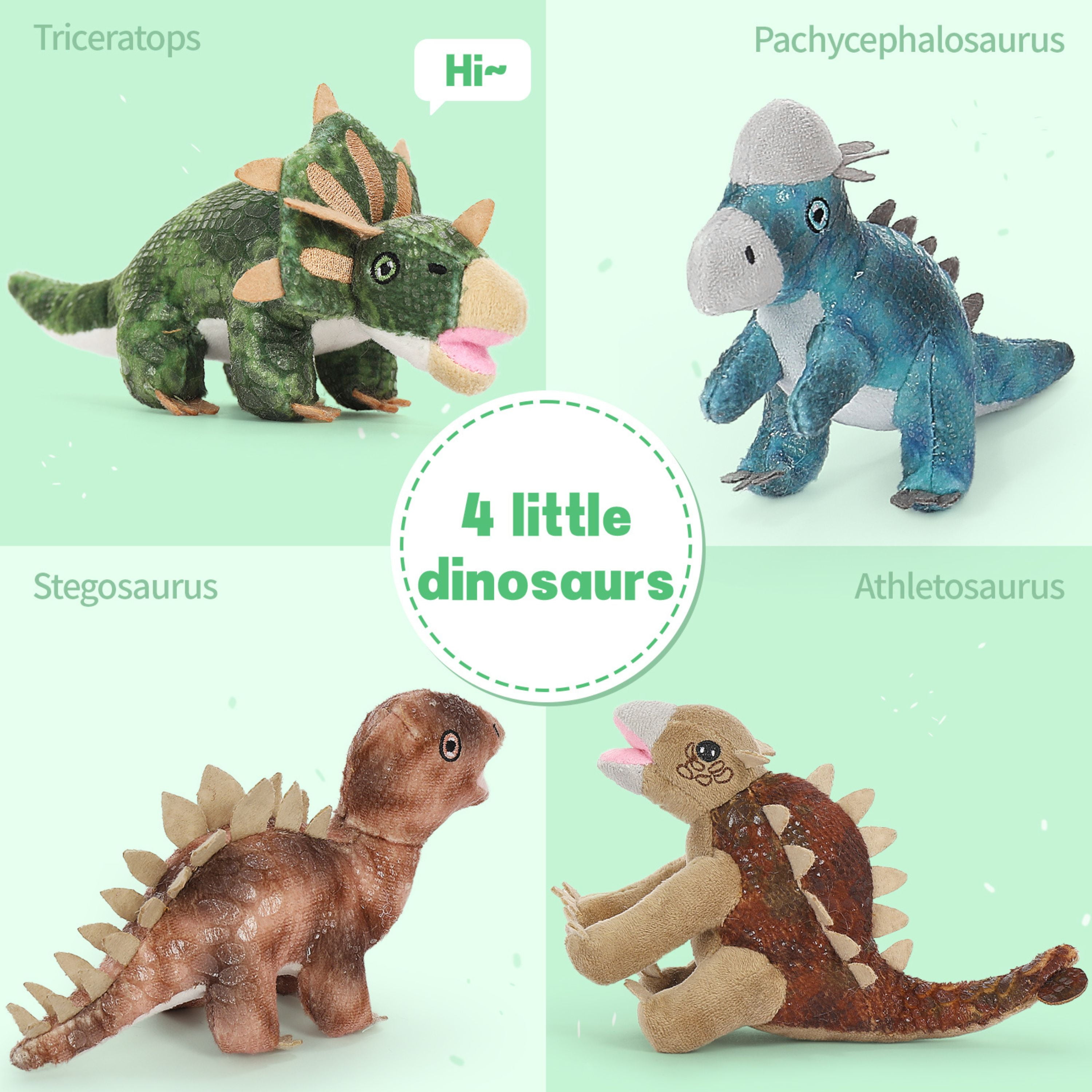 Tezituor 5Pcs Realistic Dinosaur Stuffed Animals Giant 21.6" Ankylosaurus Plush with 4 Babies Plush Toy