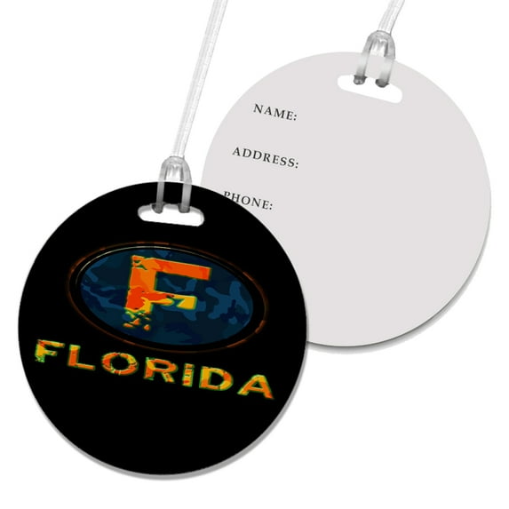 KuzmarK Luggage Travel Round Bag Tag - Florida Camouflage