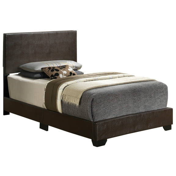 Glory Furniture Aaron Faux Leather Upholstered Twin Bed in Cappuccino