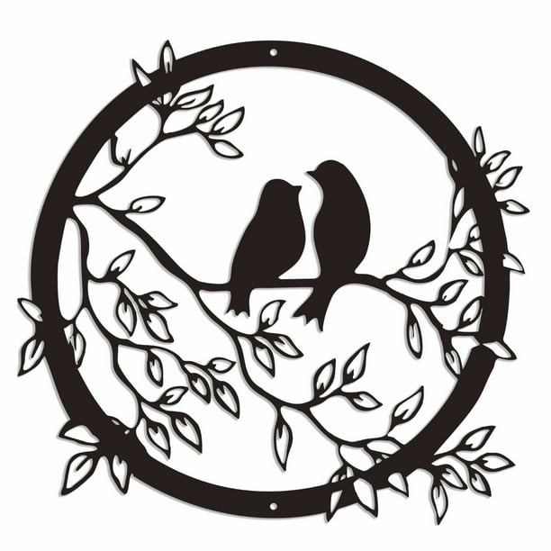 Pájaros En Ramas Metálicas Decorativas Decoración Metálica Para Pared Letreros Decorativos Para Jardín Letrero De Bienvenida Para Colgar Decoración Metálica Para Exteriores Decoración Para Jardí