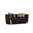 thumbnail image 3 of Naomi Button Tufted Loveseat with Velvet Fabric and Gold Accent in Black, 3 of 5