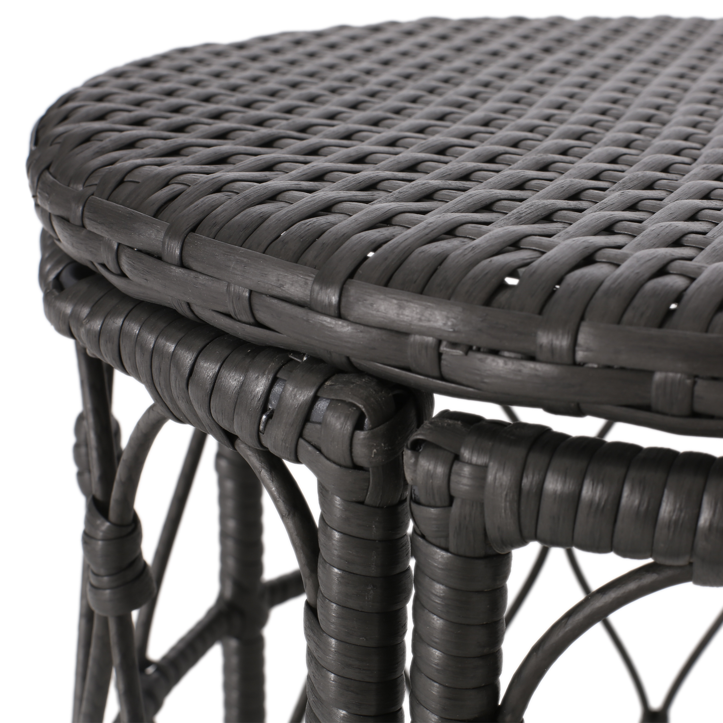 GDF Studio Colmar Outdoor Wicker Coffee Table, Faux Rattan and Iron, Gray - image 5 of 9