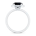 thumbnail image 2 of Classic Lab Grown Black Diamond Ring with Diamond Halo for Women (8 mm), 18K White Gold, US 8.00, 2 of 8
