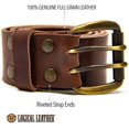 thumbnail image 2 of Logical Leather Men's Work Belt - Heavy Duty Genuine Full Grain Leather Double Prong Belts - Brown 40, 2 of 8