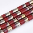 thumbnail image 1 of Half Electroplate Opaque Glass Beads Strands Column Red 19.5~20x10mm Hole: 1.4mm about 17pcs/strand 13.38 inch, 1 of 2