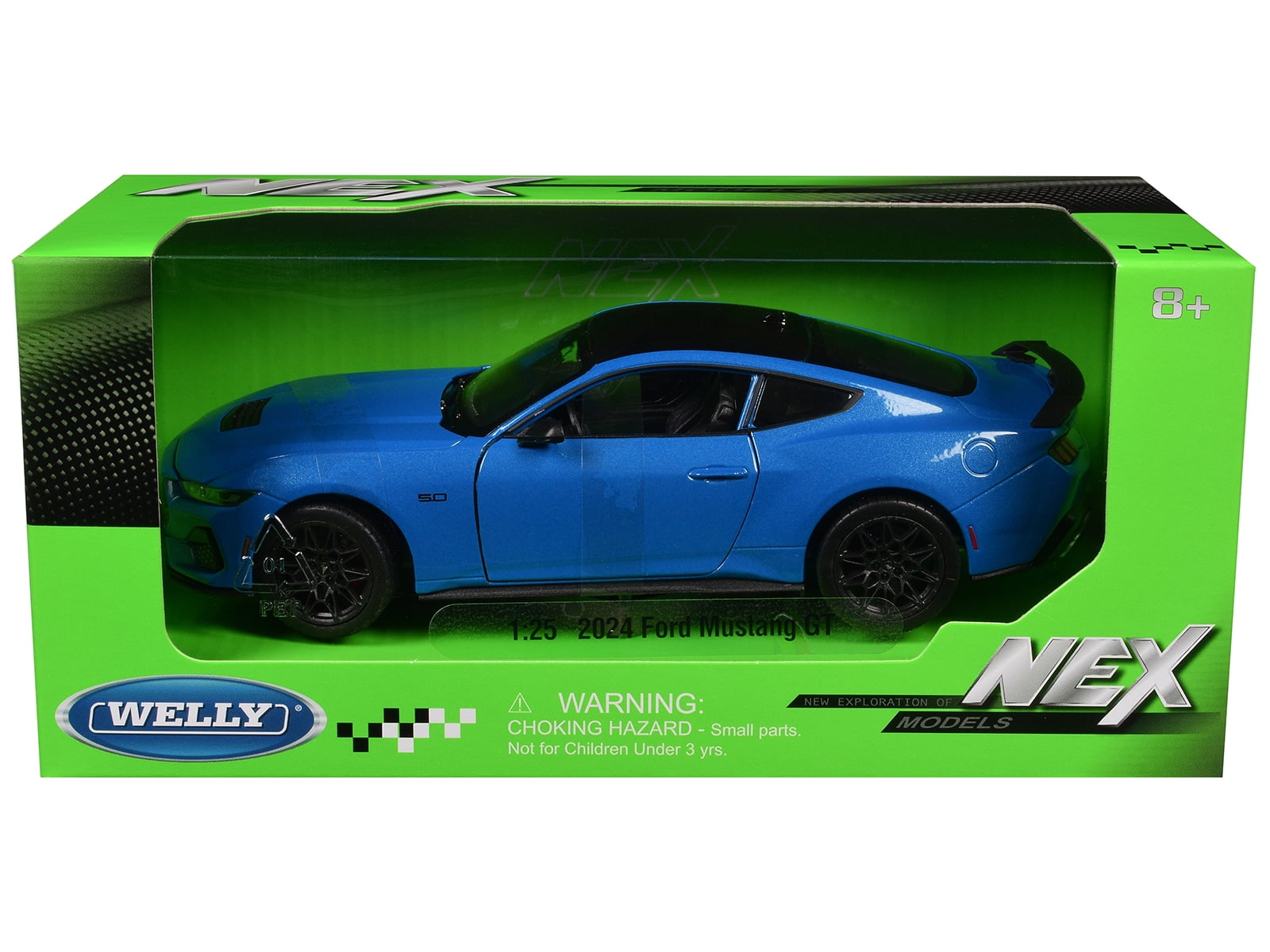 2024 Ford Mustang GT 5.0 Blue with Black Top "NEX Models" Series 1/25 Diecast Model Car by Welly
