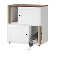 thumbnail image 1 of Ourlova 2 Tier Enclosed Litter Box Enclosure with Scratching Post and Dual Mats White, 1 of 7