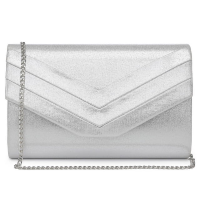 Bolso de noche Dasein para mujer, formal, fiesta, boda, plateado
