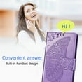 thumbnail image 7 of K-Lion for Samsung Galaxy Z Fold 5 Wallet Case, Embossed Butterfly PU Leather Credit Card Slots Folio Case Premium Shockproof Wristlet Strap Stand Function Case Cover,Light Purple, 7 of 7