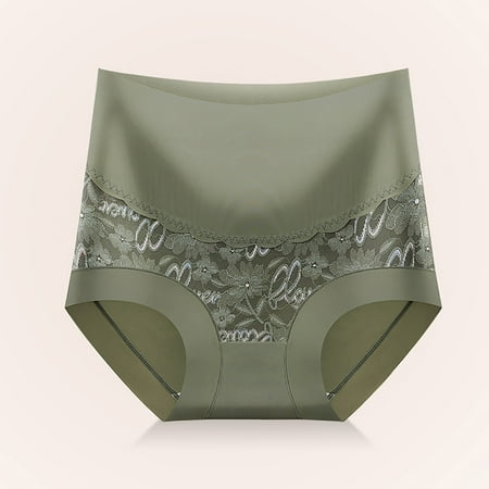 ZZwxWA High Waist Lace Underwear for Women Sexy Mesh Breathable Patchwork Panties Ladies Full Coverage Stretch Briefs