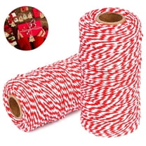 Cotton Bakers Twine Red & White, 2 Roll 328 Feet (100m) Packing String, Rope for Gardening, Decoration, Tying Cake and Pastry Boxes, DIY Crafts & Gift Wrapping