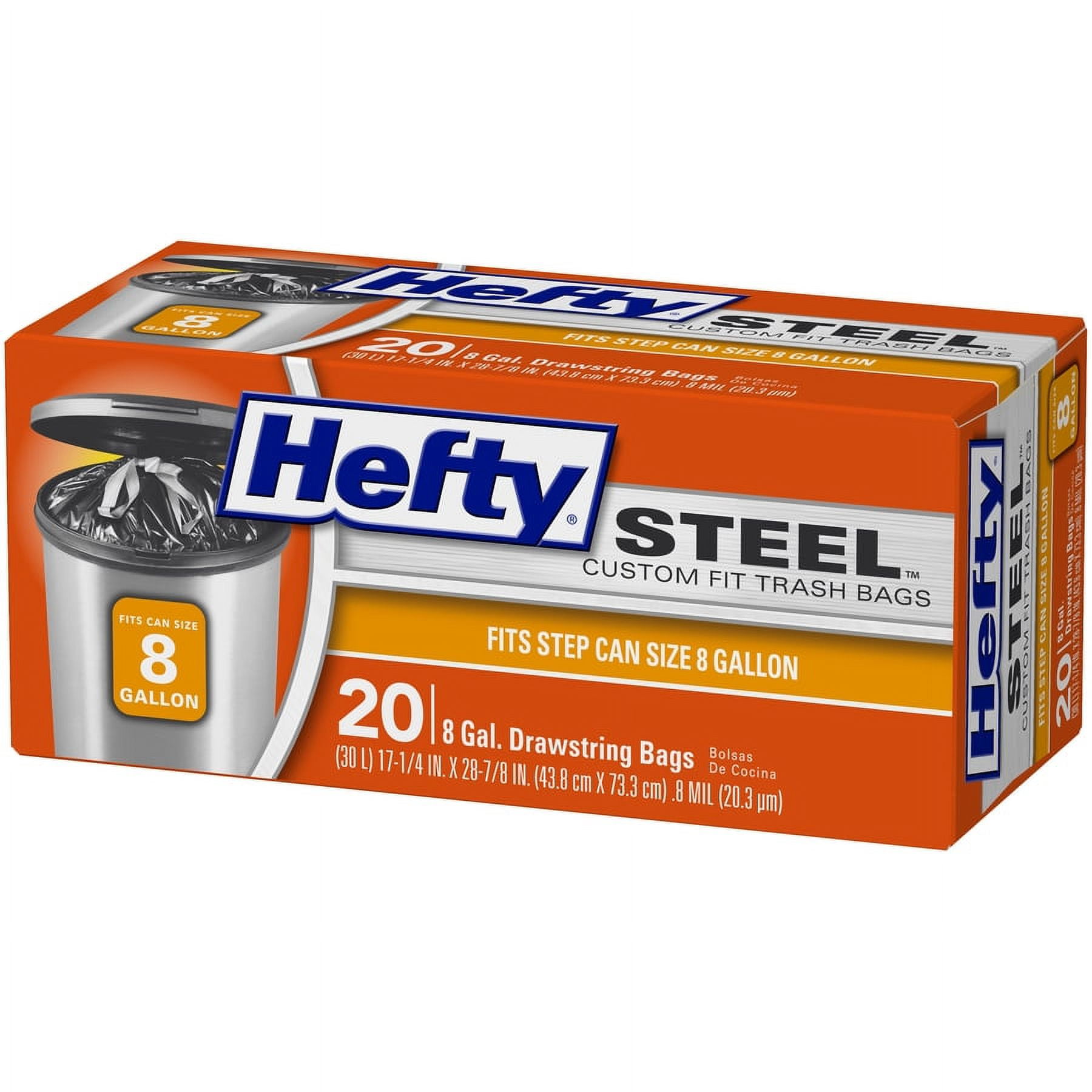 Hefty® Steel™ Custom Fit Trash Bags, 12 Gallon, 40 Bags (Size L,  Drawstring) 