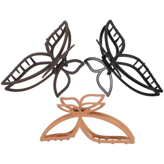 FUEENIRVA 3pcs Strong Hold Jaw Clips for Thick Hair, Hair Accessories for Teen Girls and Women, Black