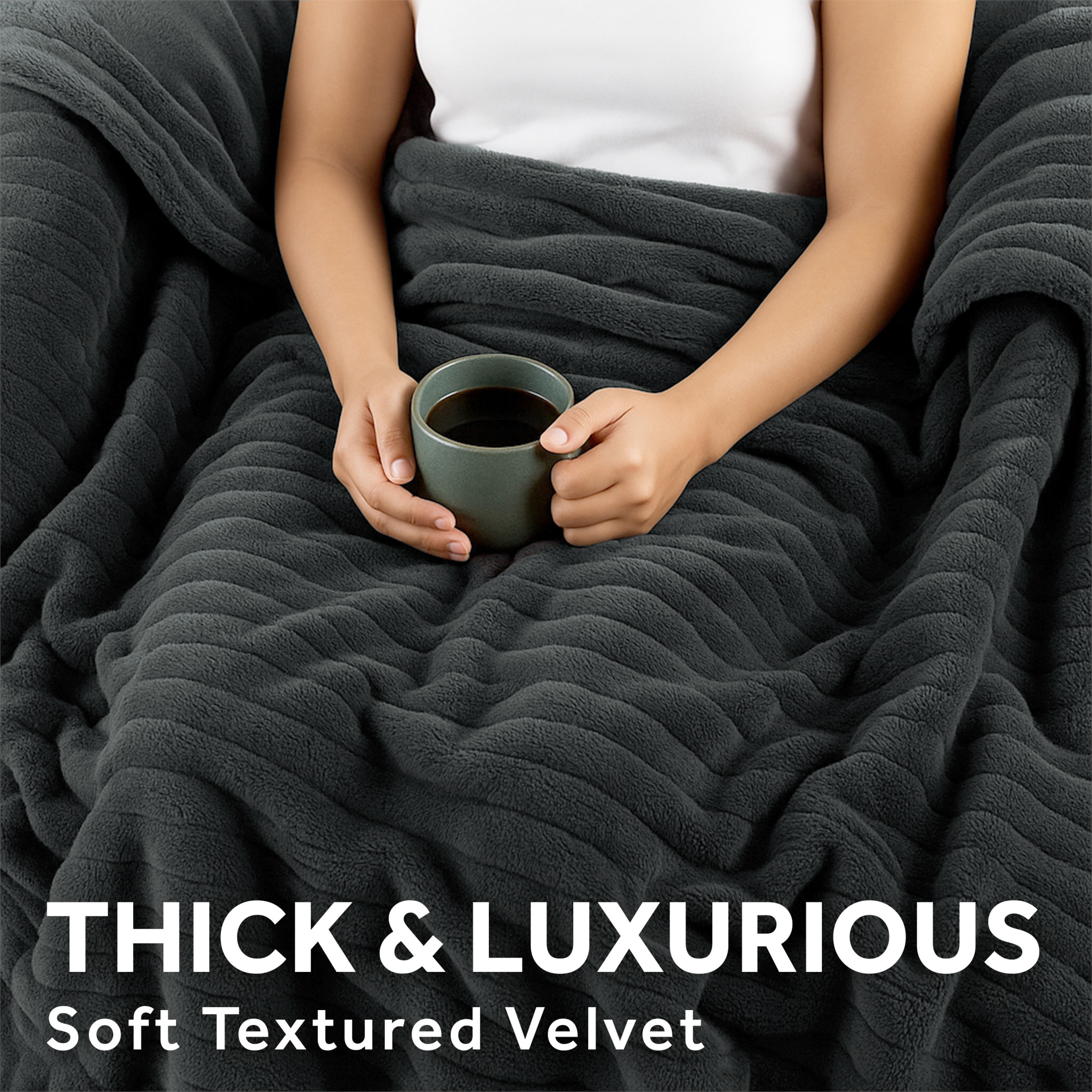 Sunbeam Heated Throw Blanket Textured Velvet Slate 3 Heat Settings 50"x60"