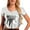 Silver, variant on Prolriy Summer Tops for Women 2024 Women's Solid Color Reflective Shiny Metallic Round Neck Short Sleeve Crop Top T Shirt Womens Tops Black L