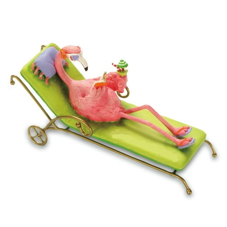 Flamingo Christmas Ornament - Flamingo Beach Lounging Island Christmas Tree Ornament