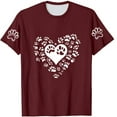 thumbnail image 4 of TKLPEHG Womens Business Casual Tops Short Sleeve Crew Neck Fashion Loose Dog Paw Print Graphic Tee Summer Comfy Blouses (Wine,XXL), 4 of 4