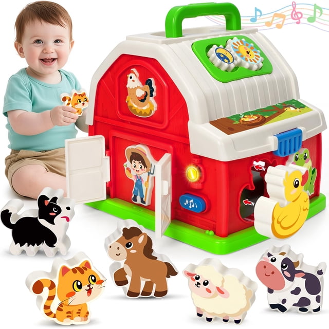 Juguete Montessori Farm Barn KIZZYEA con música y clasificación de formas