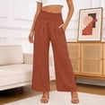 thumbnail image 2 of JIAYUE Women's Pants Ankle Length Wide Leg High Waist Palazzo Summer Flowy Beach Trousers With Pockets Casual Bottoms For Women, 2 of 6