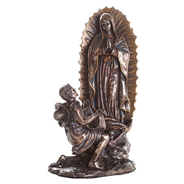 10 Inch Our Lady Of Guadalupe San St Juan Diego Saint Estatua Virgen Miracle Religious Collectible Figurine Cast Bronze Statue