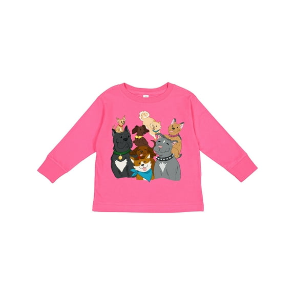 Inktastic Happy Dog Family Boys or Girls Long Sleeve Toddler T-Shirt
