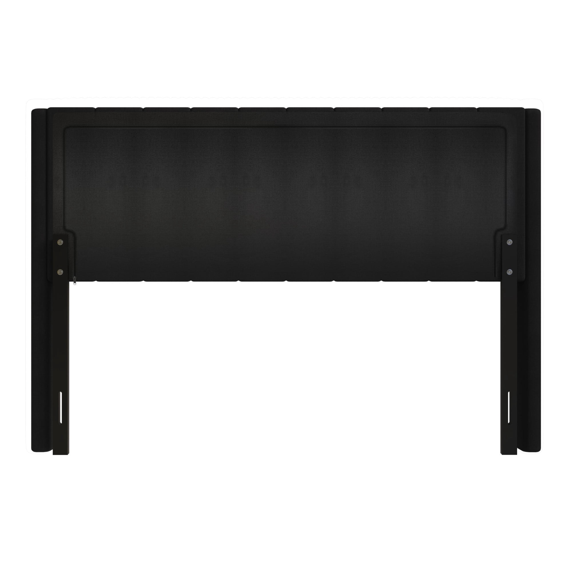 Home Design Ipswich TwinUpholstered Wingback Headboard with Nailhead Trim, Modern Vertical Channel Tufting, Black, Easy Assembly