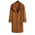 thumbnail image 6 of XFLWAM Winter Coat For Women Faux Fur Fuzzy Fleece Lapel Long Cardigan Faux Fur Warm Winter Outwear Jackets Coffee-1 3XL, 6 of 7