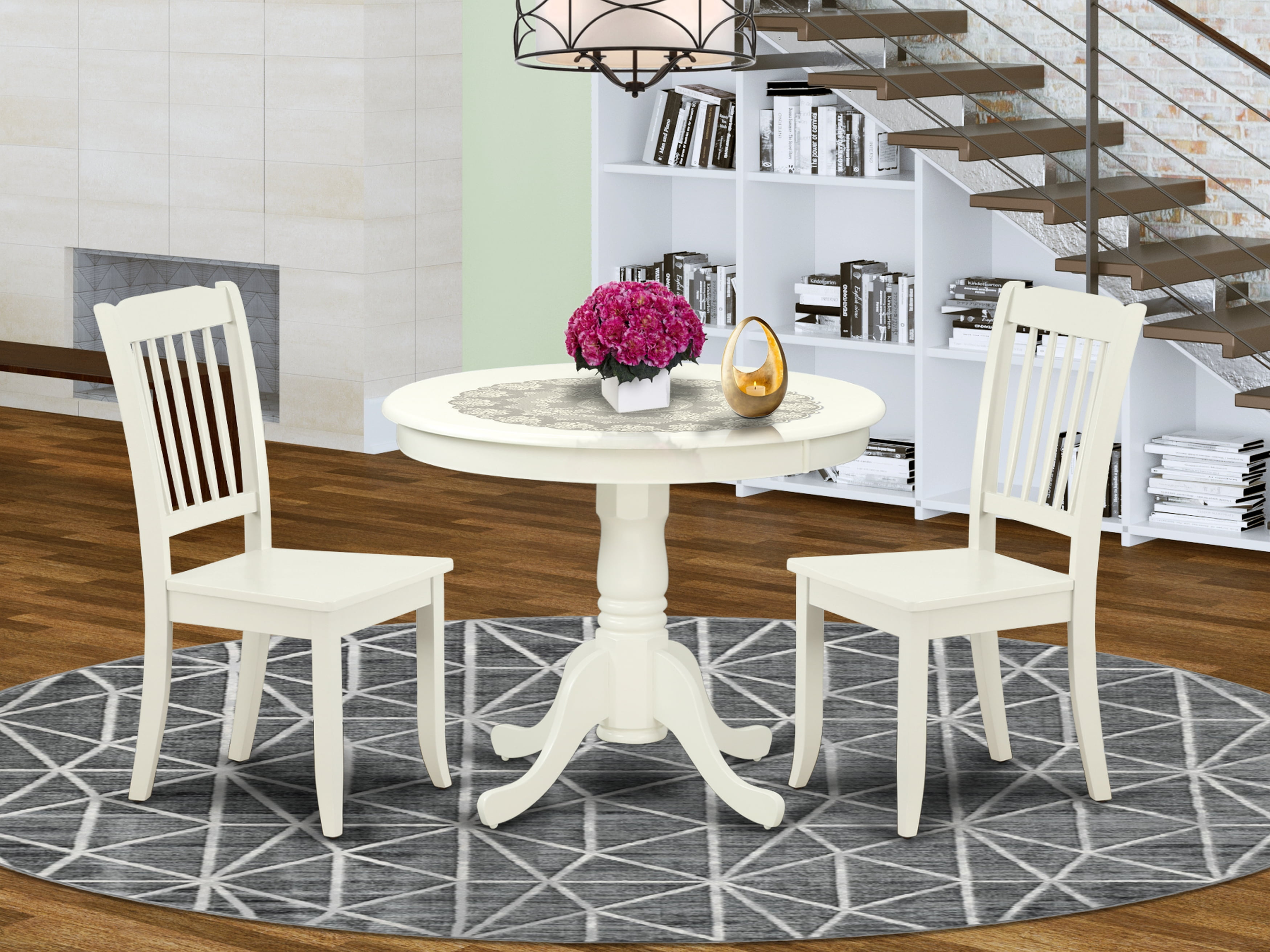 Round 36 inch Table and Vertical Slatted Chairs Kuwait Ubuy