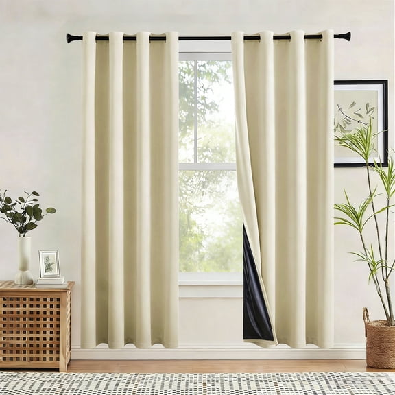 Blackout Curtains, Noise Reduction Curtains, 39x51 Inches, Light Blocking Room Darkening Drapes, Thermal Insulating Lined Grommet Curtain for Living Room, Bedroom