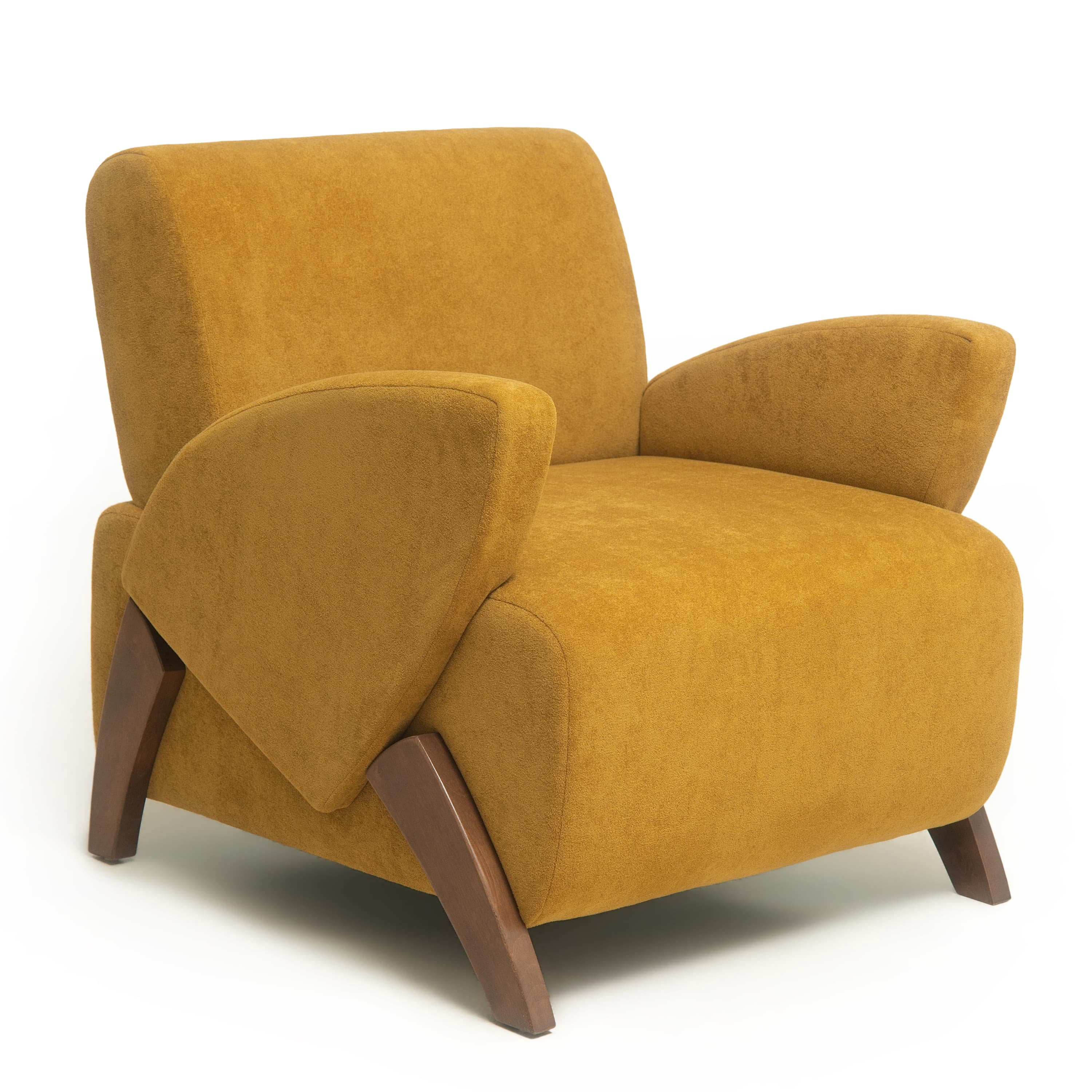 Aukfa 28" Plush Accent Chair, Upholstered Lounge Chair, Modern Reading Chair, Brown Yellow